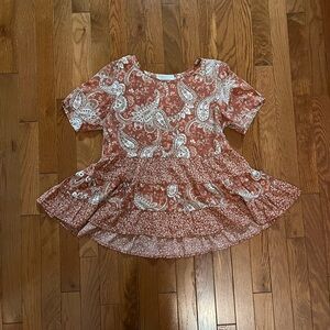 Paper Crane Rust Paisley Women Blouse Size S